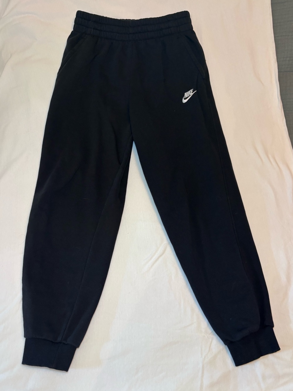 Nike Kids Black Jogger Sweatpants with White Swoosh